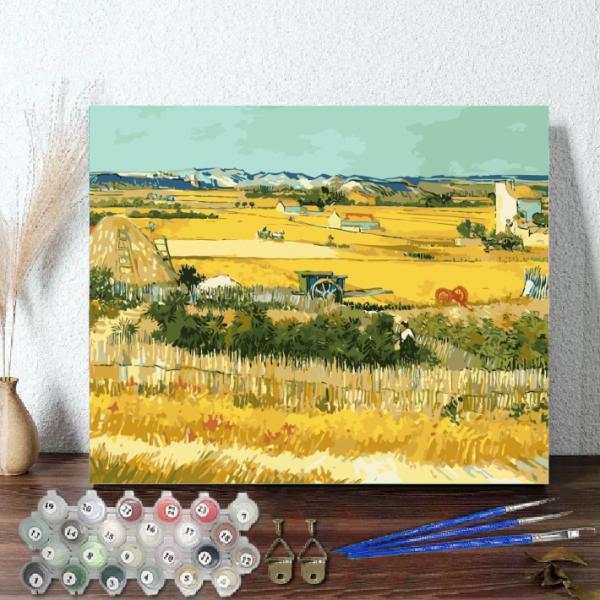 油絵塗り絵 油絵セット WS-AE339  ラ・クローの収穫 ゴッホ  DIY油絵 キャンバス 大人...