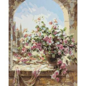 油絵 絵画 壁掛け 父の日 塗り絵 油絵 セット インテリア 美術品 ローズ イン ウインドウ DI...