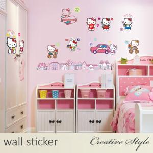 ウォールステッカー 子供部屋 Hello Kitty キティちゃん 壁紙シール ウォールシール インテリアシール かわいい 誕生日 ディズニー キャラクター｜Creative Style