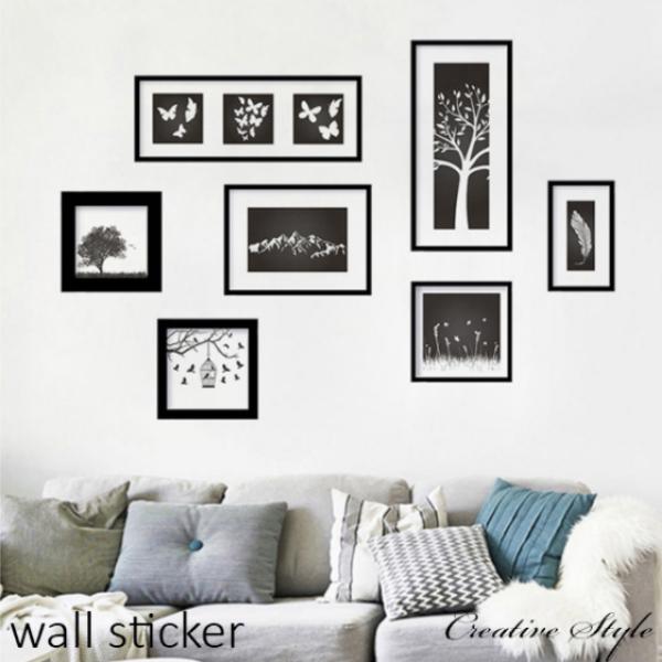 ウォールステッカー 北欧 おしゃれ 木 花 モノクロ インテリアシール 窓 植物 猫 トイレ 海 キ...
