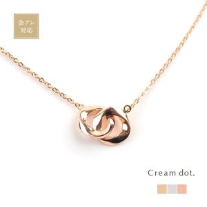 【2点10%OFFクーポン】 金属アレルギー対応 ネックレス ニッケルフリー 18kコーティング ショート シンプル チェーン 2連サークル リング