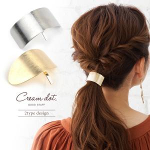 【全品送料無料⇒5月19日23：59迄】ヘアカフ ポニーフック ワンタッチ 差すだけ まとめ髪 メタル 加工 モチーフ スクエア ラウンド ゴールド｜creeam