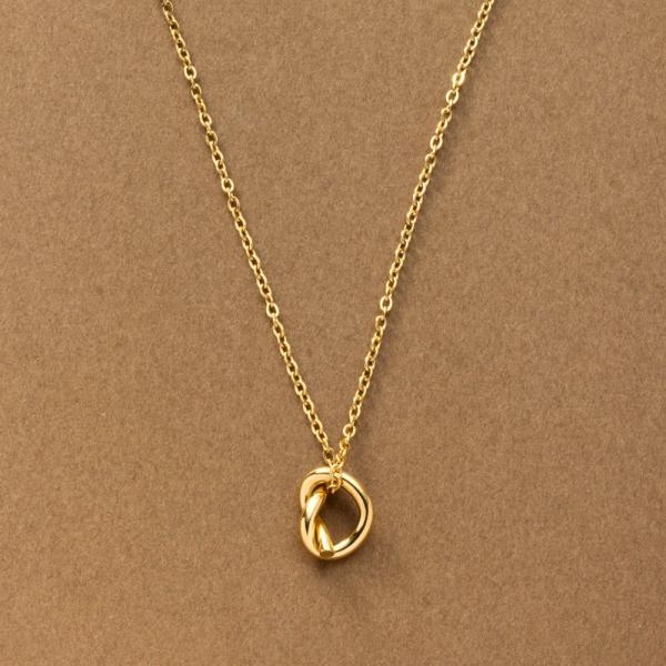 ステンレス製 ネックレス 金属アレルギー ショート チェーン ノット 結び目 大人 ゴールド シルバ...