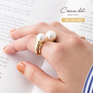 パール リング カジュアル k18 18k 18金 ホワイトゴールド ハーフ