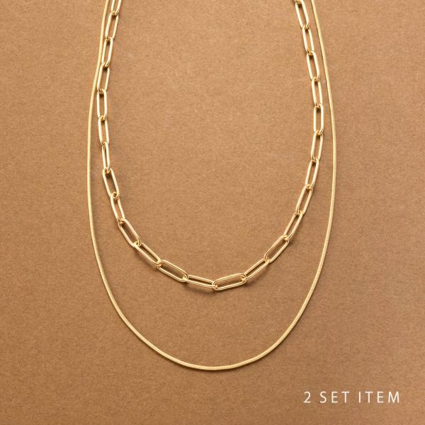 ステンレス製 2点セット ネックレス 金属アレルギー ショート チェーン 3way オーバル スネー...