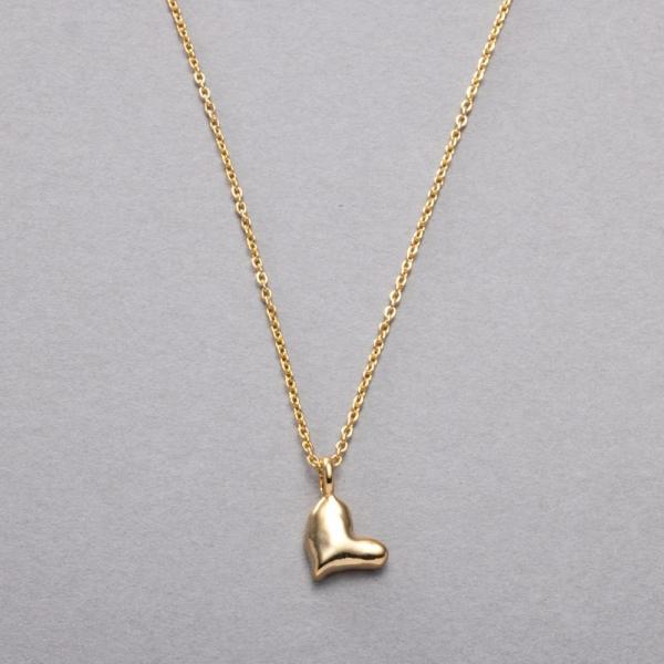 ネックレス 金属アレルギー 18kコーティング ショート チェーン ハート メタル クラフト調 小さ...