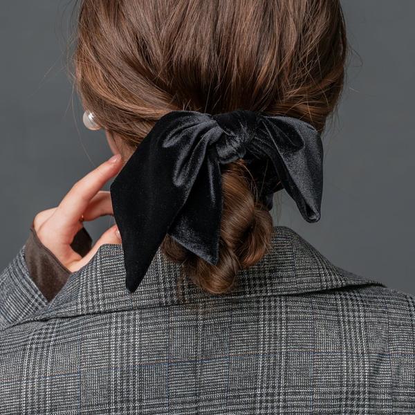 【全品送料無料⇒11月5日23：59迄】シュシュ リボン ベロア ビッグリボン 大きめ アシンメトリ...