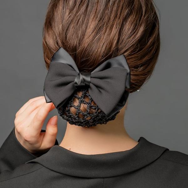 【全品送料無料⇒11月5日23：59迄】シニヨンネット リボン 立体的 光沢感 お団子 シニヨン バ...