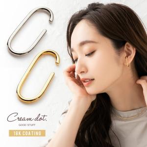 【本日最終日★2点10%OFFクーポン】金属アレルギー対応 イヤーカフ ニッケルフリー 18kコーティング イヤリング 片耳用 オーバル メタル 大ぶり 大人