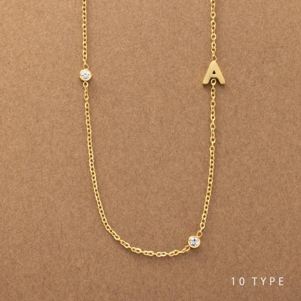 ステンレス製 ネックレス 金属アレルギー つけっぱなし ショート チェーン イニシャル アルファベッ...