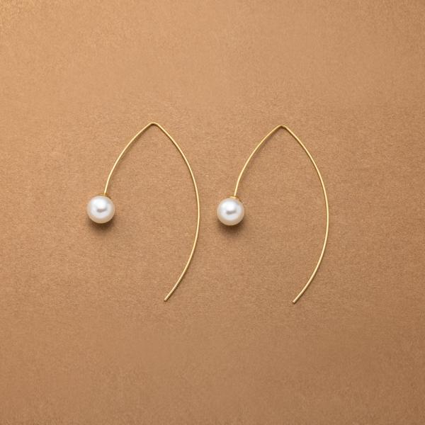 ステンレス製 ピアス 金属アレルギー つけっぱなし フック パール アーモンド ワイヤー カーブ シ...