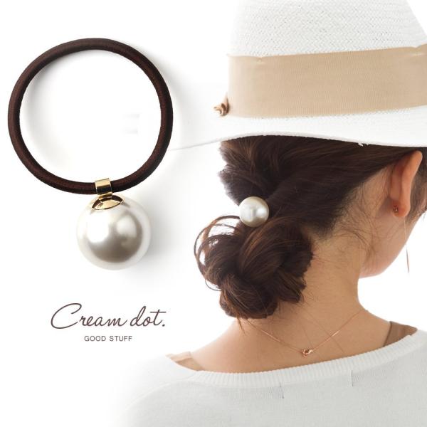 ヘアゴム パール 一粒 大粒 ブラック ブラウン ヘアアクセサリー 結婚式 お呼ばれ 上品 清楚 デ...