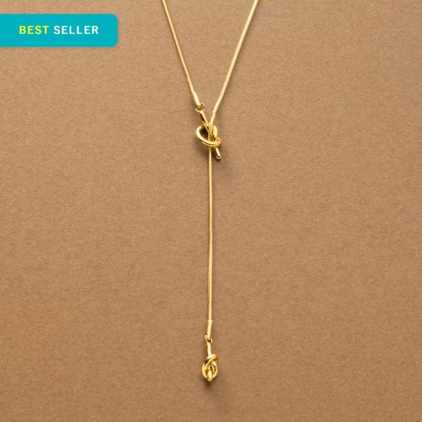 ステンレス製 ネックレス ロングネックレス 金属アレルギー サージカルステンレス 結び目 ノット レ...