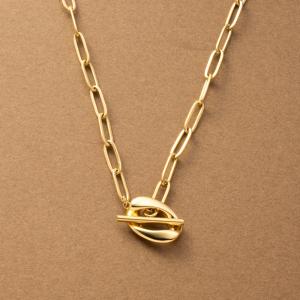 サージカルステンレス ネックレス 金属アレルギー ショート オーバルチェーン マンテルネックレス 変形 大人