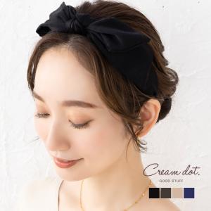 【本日限定！全品10％OFFクーポン】カチューシャ 大人 レディース 幅広 リボン 大きめ 無地 アシメ アシンメトリー｜creeam