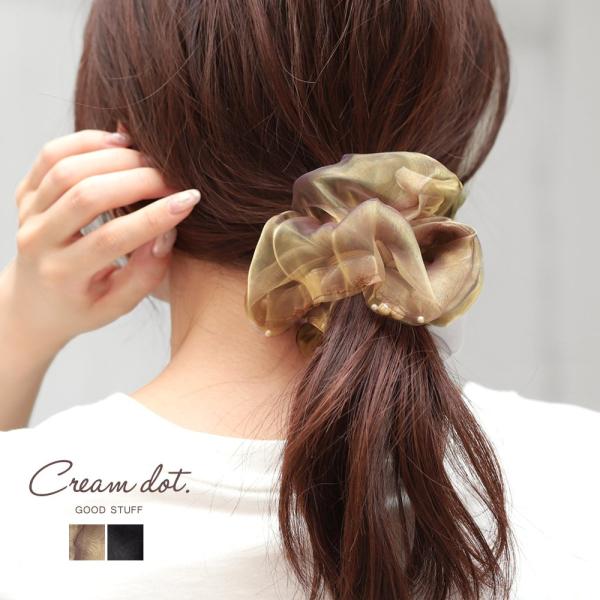 【2点10%OFFクーポン】 シュシュ 軽い ボリューム まとめ髪 パール オーガンジー 透け感 オ...