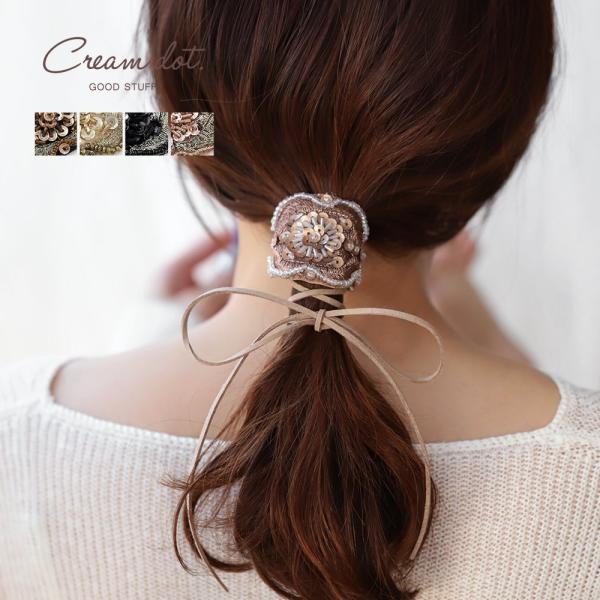 【全品送料無料⇒11月30日23：59迄】ポニーフック ヘアフック ヘアカフス ヘアゴム 刺繍 ビー...