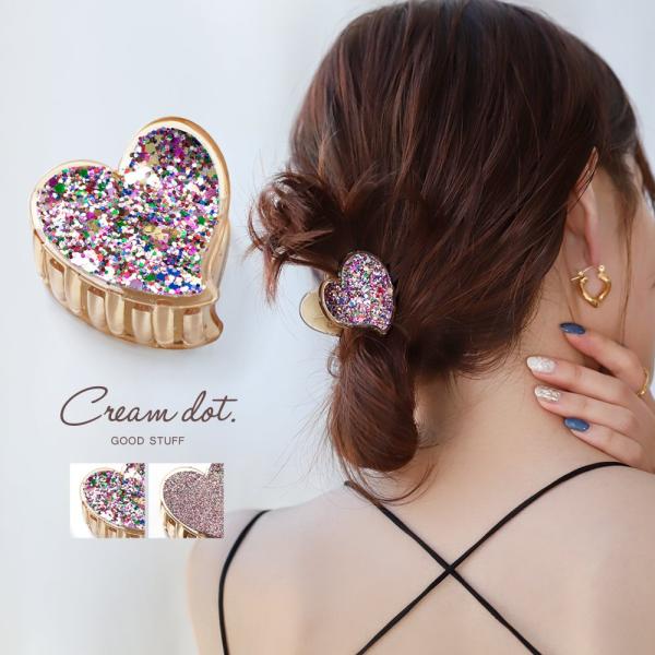 バンスクリップ ヘアクリップ レディース ハート しっかり留まる 髪留め まとめ髪 大人 マルチカラ...
