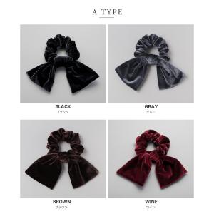 シュシュ リボン ベロア ベルベット スクエア...の詳細画像2