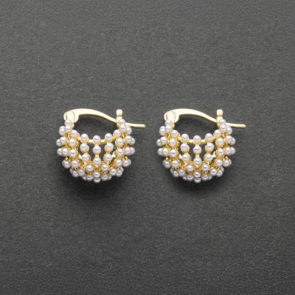 ピアス フープピアスパール パヴェ キャッチレス クロッシングピアス 卒業式 入学式 結婚式 二次会...