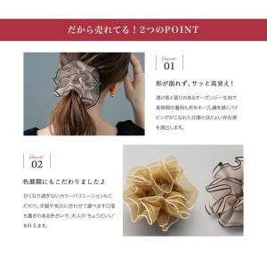 シュシュ オーガンジー パイピング 大人色 透...の詳細画像2