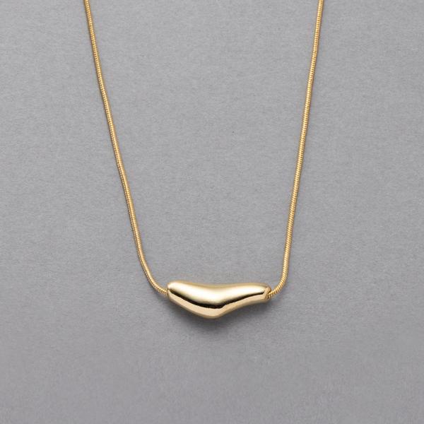 ネックレス レディース ショート チェーン 変形 ハート メタル 艶 スネークチェーン ゆうパケット...