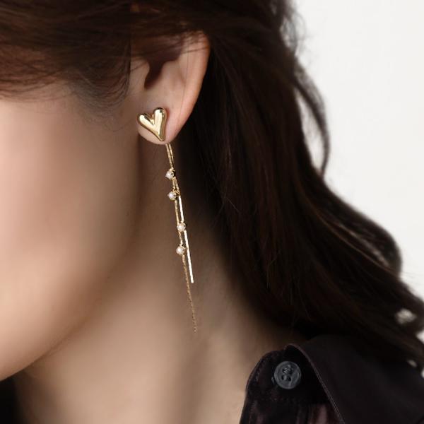 【全品送料無料⇒11月30日23：59迄】ピアス レディース バックキャッチ 2way ハート 小粒...