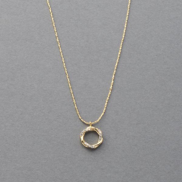 ネックレス レディース ショート チェーン ビジューライン ツイスト リング メタル ライン サーク...