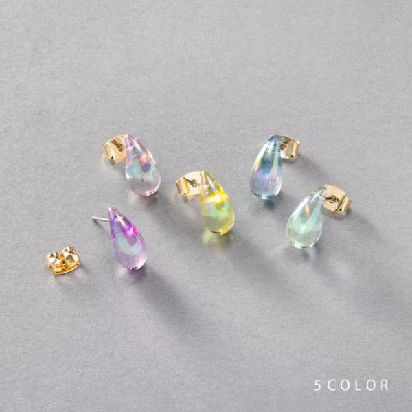 【2点10%OFFクーポン】 ピアス チタンポスト 低アレルギー レディース オーロラ キレイ色 ク...