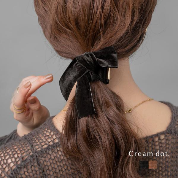 【全品送料無料⇒11月5日23：59迄】クラップカフ ベロア リボン アシンメトリー ポニーフック ...