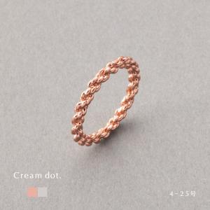 【2点10%OFFクーポン】 リング 指輪 18kコーティング ロープ編み スパイラル ツイスト サイズ展開豊富 ピンキーリング