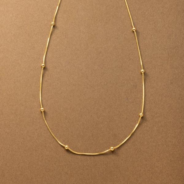 ステンレス製 ネックレス 金属アレルギー ショート スネークチェーン メタルボール 大人 シンプル ...