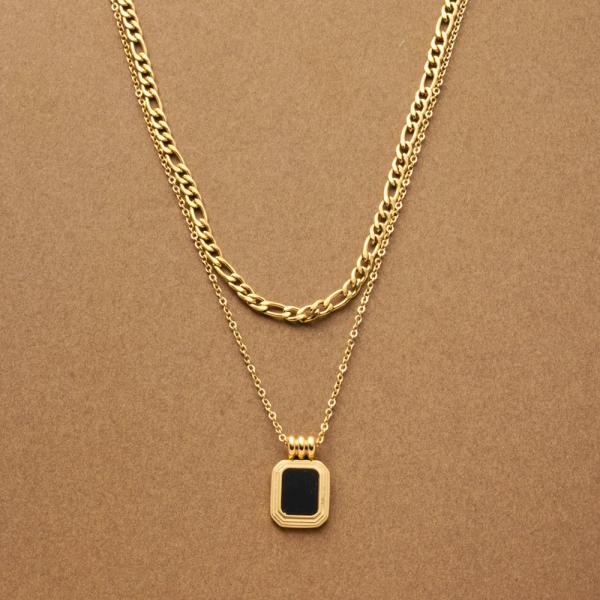 2点セット ステンレス製 ネックレス 金属アレルギー レディース ショート 喜平チェーン プレート ...