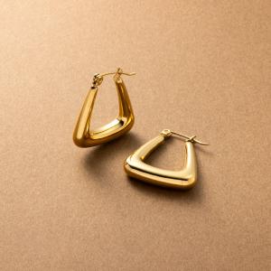 ステンレス製 ピアス 金属アレルギー フープピアス クロッシングピアス 台形 メタル 大きめ 大人 ゆうパケットOK outlet