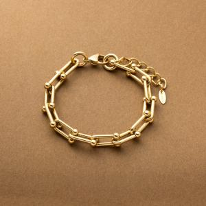 【最大30％OFF×全品送料無料】サージカルステンレス ブレスレット 金属アレルギー リンキングチェーン オーバル スフィア メタル 大人 ゴールド｜Cream dot.