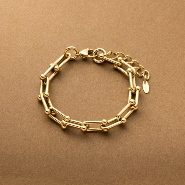 ステンレス製 ブレスレット 金属アレルギー リンキングチェーン オーバル スフィア メタル 大人 ゴ...