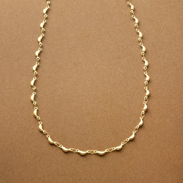 ステンレス製 ネックレス 金属アレルギー ショート チェーン ビーンズ ドロップ ぷっくり メタル ...