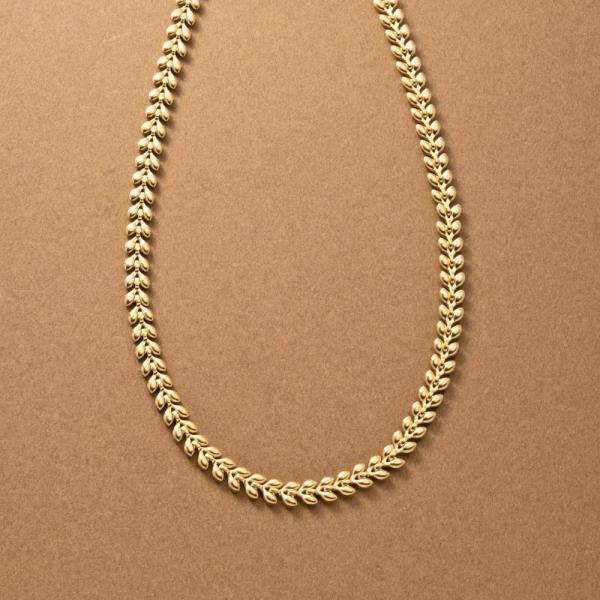 ステンレス製 ネックレス 金属アレルギー ショート チェーン リーフ 葉 メタル ぷっくり 大人 ゴ...