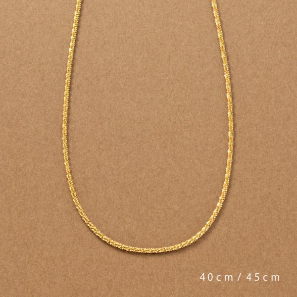 ステンレス製 ネックレス 金属アレルギー ショート スパークリングチェーン 40cm 45cm ツイ...