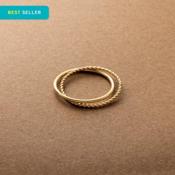 ステンレス製 リング 指輪 金属アレルギー 極細 スキンジュエリー 2連 2重 ツイスト ダブルリン...