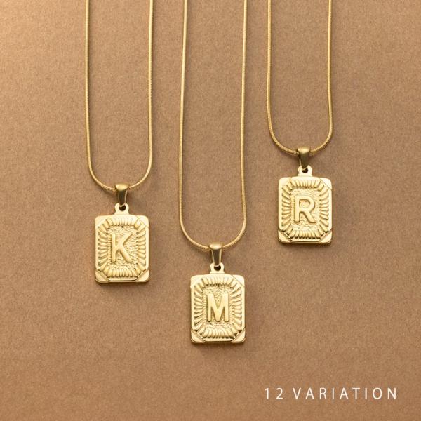 ステンレス製 ネックレス 金属アレルギー つけっぱなし チェーン 刻印 イニシャル アルファベット ...