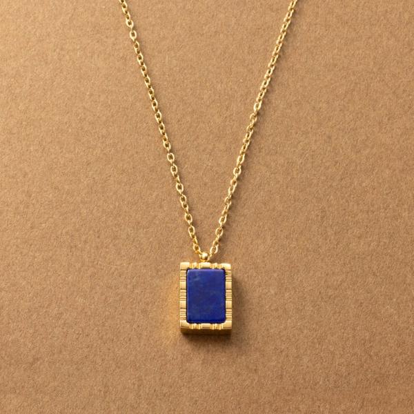 ステンレス製 ネックレス 金属アレルギー つけっぱなし ストーン 天然石 ラピスラズリ ゆうパケット...