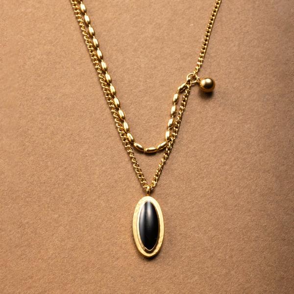 ステンレス製 ネックレス 金属アレルギー つけっぱなし チェーン 2連 アシンメトリー ゆうパケット...