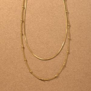ステンレス製 ネックレス 金属アレルギー つけっぱなし チェーン 2連 2重 重ねづけ レイヤード スネークチェーン ゆうパケットOK outlet