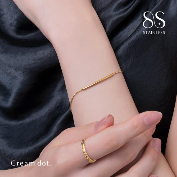 サージカルステンレス ブレスレット 金属アレルギー つけっぱなし チェーン メタルパイプ ボールチェ...