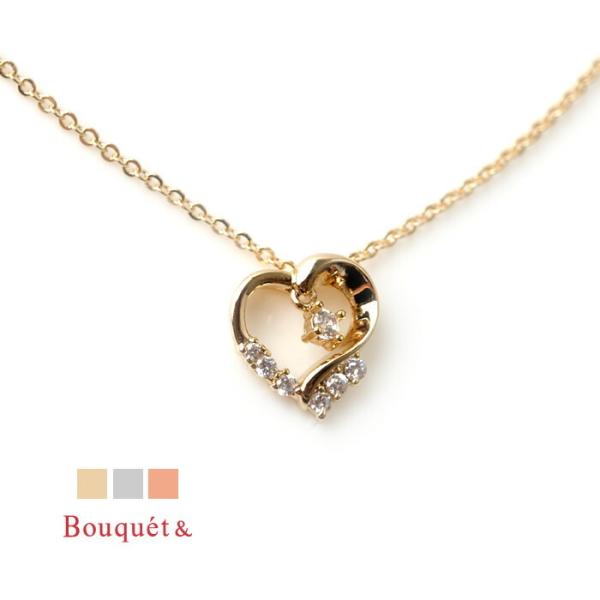 ネックレス ワントップ ハート型 モチーフ シルバー ピンクゴールド レディース シンプル 上品 ブ...