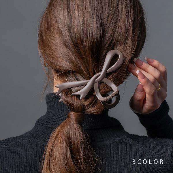 バンスクリップ ヘアクリップ レディース リボン マット 艶消し 挟むだけ 簡単 しっかり留まる ヘ...