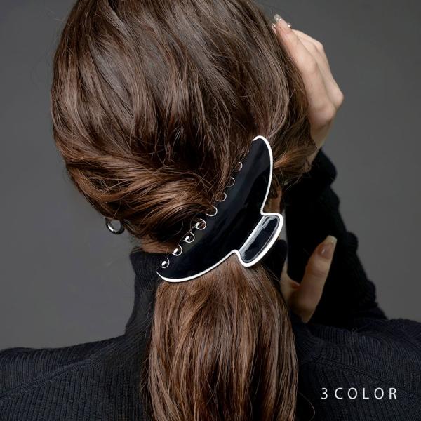 バンスクリップ ヘアクリップ レディース ヘアアクセサリー バイカラー パイピング 大きめ ボリュー...