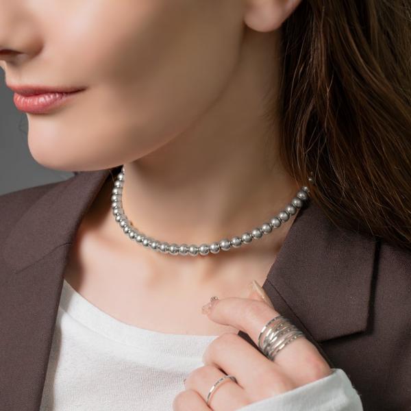 チョーカー ネックレス レディース メタルボール マット ボリューム 艶消し スフィア ネックカフ ...