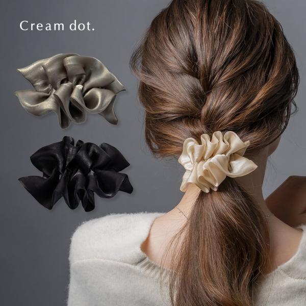 【全品送料無料⇒11月16日23：59迄】ポニーフック ヘアゴム フリル 艶 光沢感 透け感 調整可...